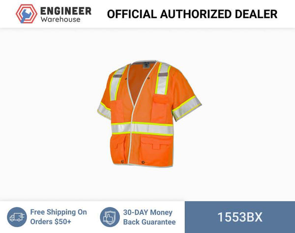 ML Kishigo Breakaway Vests Premium Brilliant Series Breakaway Class 3 Vest - XLarge - Orange - 1553BX