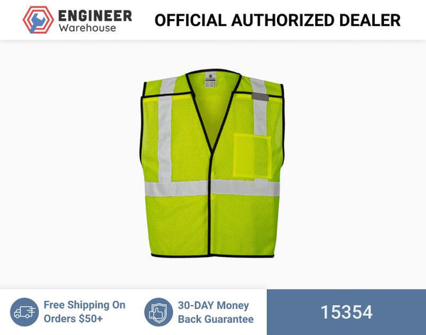 ML Kishigo Breakaway Vests Single Pocket Breakaway Vest- Economy - 4XLarge-5XLarge - Lime - 15354