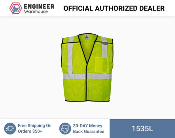ML Kishigo Breakaway Vests Single Pocket Breakaway Vest- Economy - Large-xLarge - Lime - 1535l