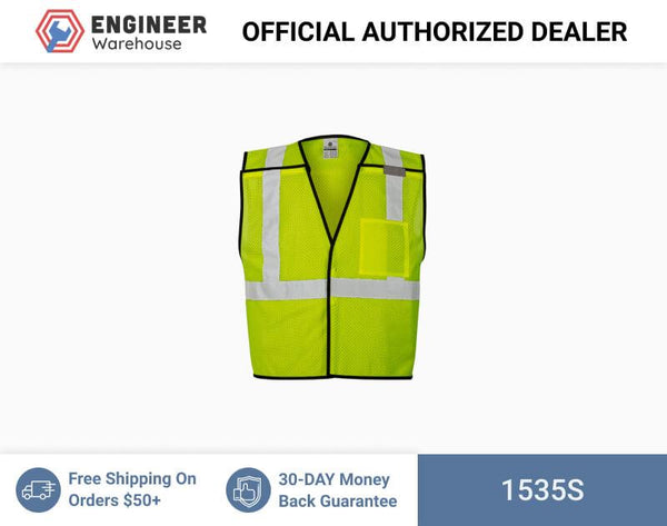 ML Kishigo Breakaway Vests Single Pocket Breakaway Vest- Economy - Small-Medium - Lime - 1535s