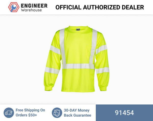 ML Kishigo Class 2 & Class 3 T-Shirts Long Sleeve Class 3 T-Shirt - Economy - 4XLarge - Lime - 91454