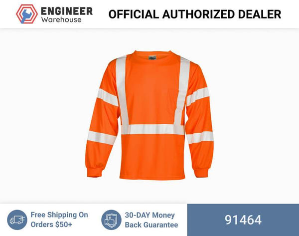 ML Kishigo Class 2 & Class 3 T-Shirts Long Sleeve Class 3 T-Shirt - Economy - 4XLarge - Orange - 91464