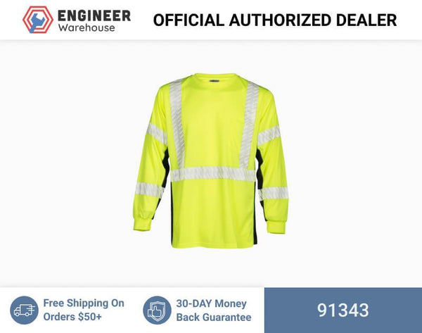 ML Kishigo Class 2 & Class 3 T-Shirts Premium Black Series Long Sleeve T-Shirt - 3XLarge - Lime - 91343