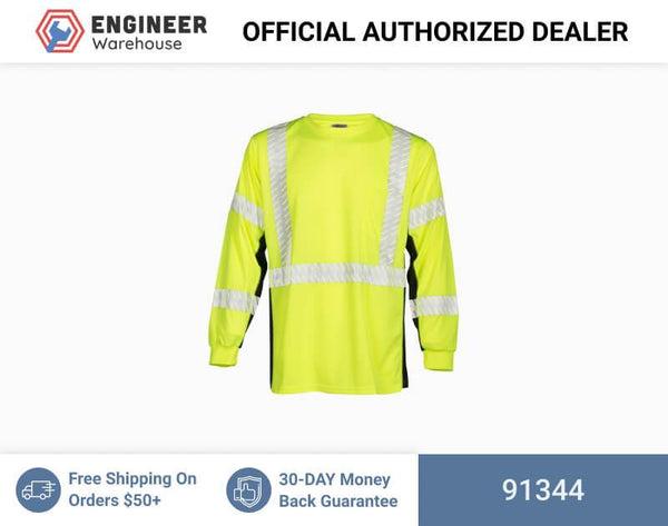 ML Kishigo Class 2 & Class 3 T-Shirts Premium Black Series Long Sleeve T-Shirt - 4XLarge - Lime - 91344