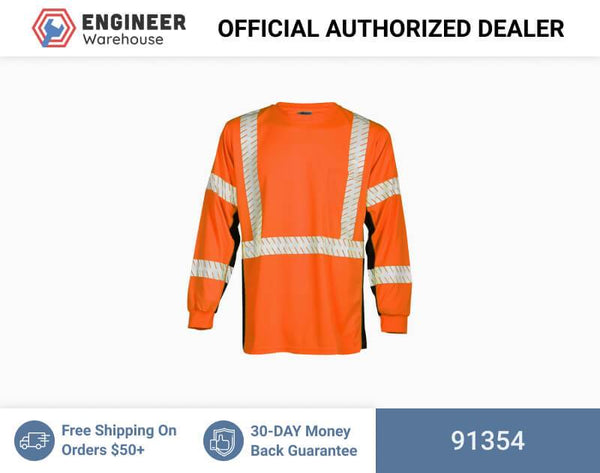 ML Kishigo Class 2 & Class 3 T-Shirts Premium Black Series Long Sleeve T-Shirt - 4XLarge - Orange - 91354