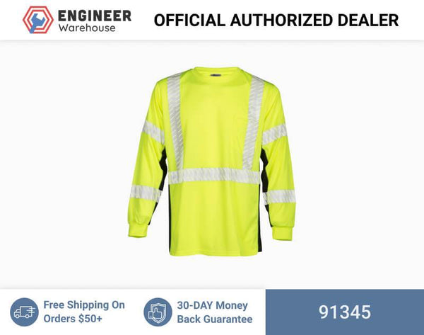 ML Kishigo Class 2 & Class 3 T-Shirts Premium Black Series Long Sleeve T-Shirt - 5XLarge - Lime - 91345