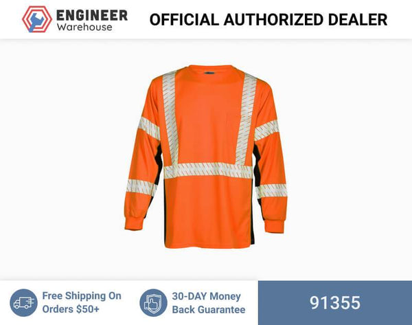 ML Kishigo Class 2 & Class 3 T-Shirts Premium Black Series Long Sleeve T-Shirt - 5XLarge - Orange - 91355