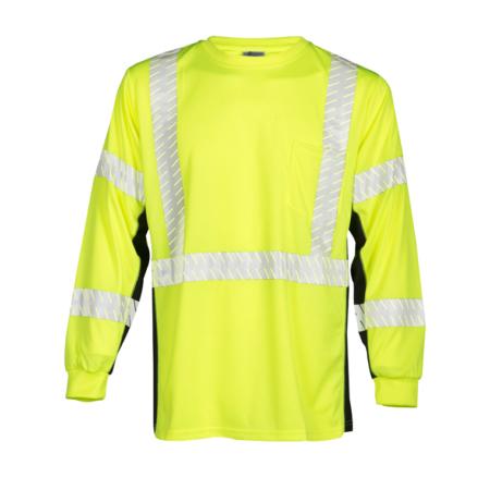 ML Kishigo Class 2 & Class 3 T-Shirts Premium Black Series Long Sleeve T-Shirt - Large - Lime - 9134L