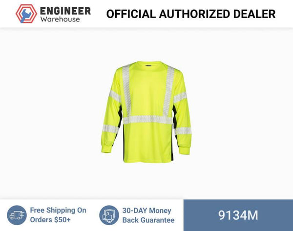 ML Kishigo Class 2 & Class 3 T-Shirts Premium Black Series Long Sleeve T-Shirt - Medium - Lime - 9134M