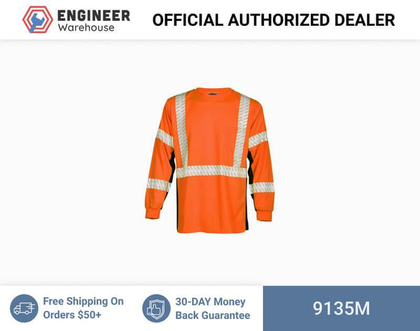 ML Kishigo Class 2 & Class 3 T-Shirts Premium Black Series Long Sleeve T-Shirt - Medium - Orange - 9135M