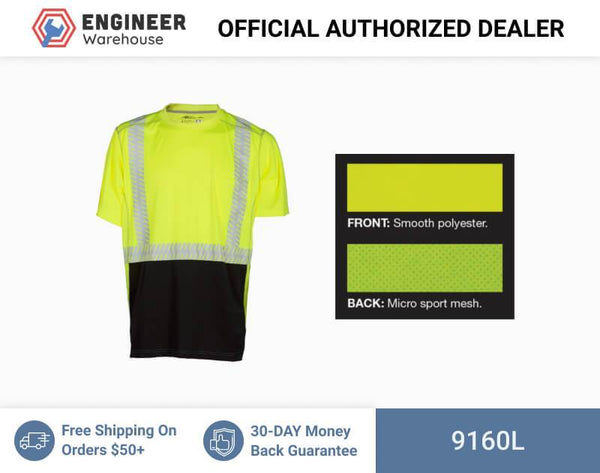 ML Kishigo Class 2 T-Shirts Premium Brilliant Series High Performance Class 2 T-Shirt - Large - Lime - 9160L