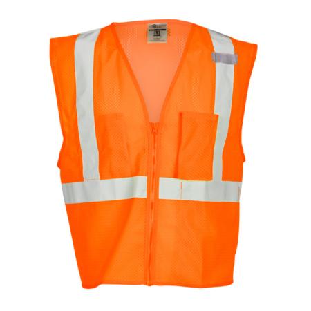 ML Kishigo Class 2 3-Pocket Zipper Mesh Vest Small (Orange) - 1086S