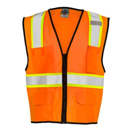 ML Kishigo Class 2 Vests 4 Pocket Contrast Mesh Vest - Economy - 4XLarge-5XLarge - Orange - 15184