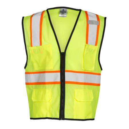 ML Kishigo Class 2 Vests 4 Pocket Contrast Mesh Vest - Economy - Large-XLarge - Lime - 1517L