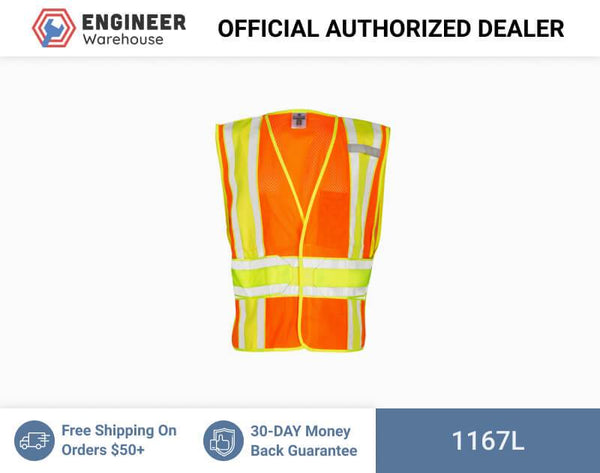 ML Kishigo Class 2 4-Season Adjustable Mesh Vest Large (Orange) - 1167L