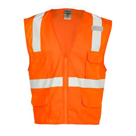 ML Kishigo Class 2 Vests 6 Pocket Zipper Solid Vest - Large-XLarge - Orange - 1292L