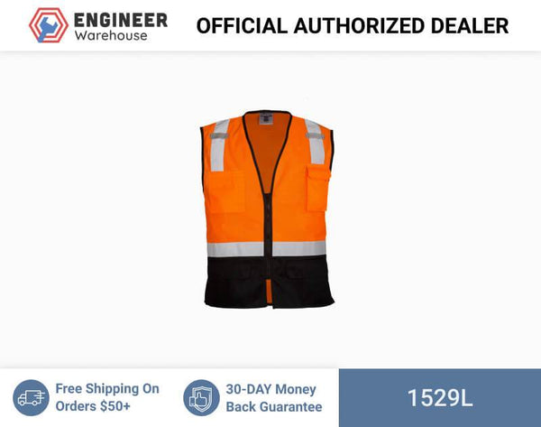 ML Kishigo Class 2 Vests Black Bottom Mesh Vest- Economy - Large-XLarge - Orange - 1529L