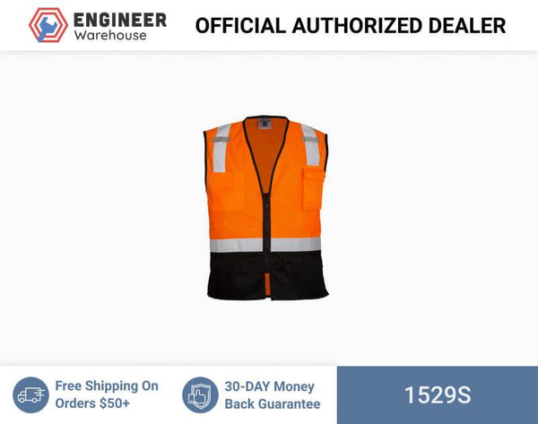 ML Kishigo Class 2 Vests Black Bottom Mesh Vest- Economy - Small-Medium - Orange - 1529S