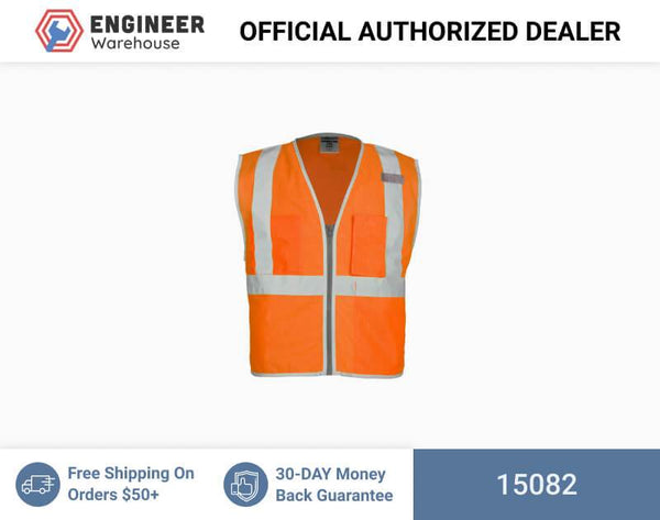 ML Kishigo Class 2 Vests Brilliant Series 3 Pocket Zipper Mesh Vest - 2XLarge - Orange - 15082