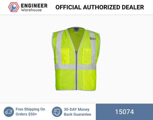 ML Kishigo Class 2 Vests Brilliant Series 3 Pocket Zipper Mesh Vest - 4XLarge - Lime - 15074