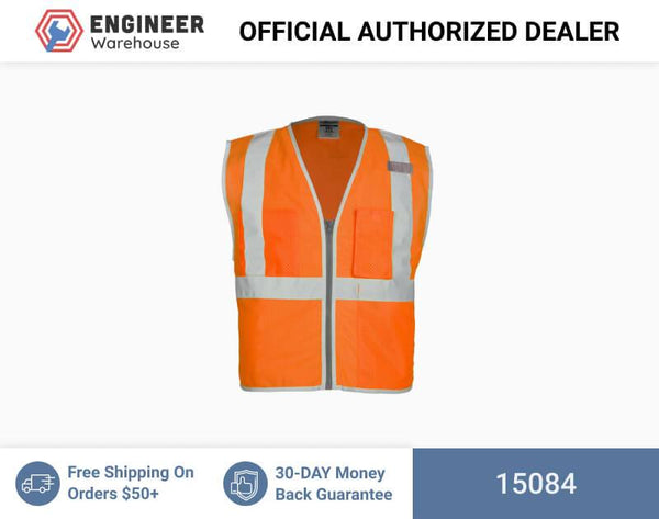 ML Kishigo Class 2 Vests Brilliant Series 3 Pocket Zipper Mesh Vest - 4XLarge - Orange - 15084
