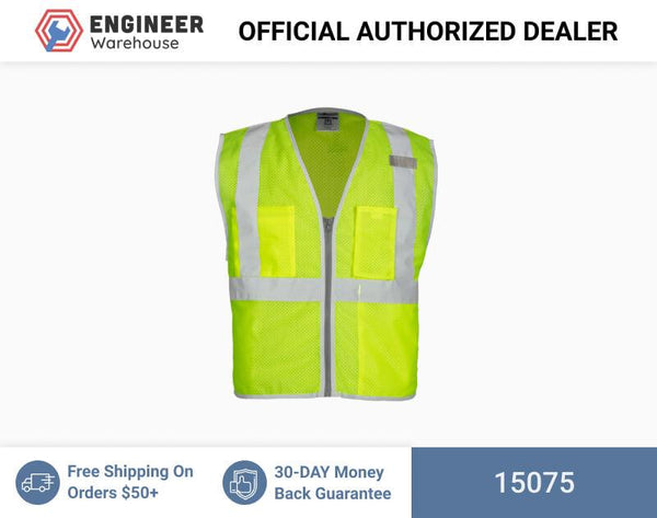 ML Kishigo Class 2 Vests Brilliant Series 3 Pocket Zipper Mesh Vest - 5XLarge - Lime - 15075