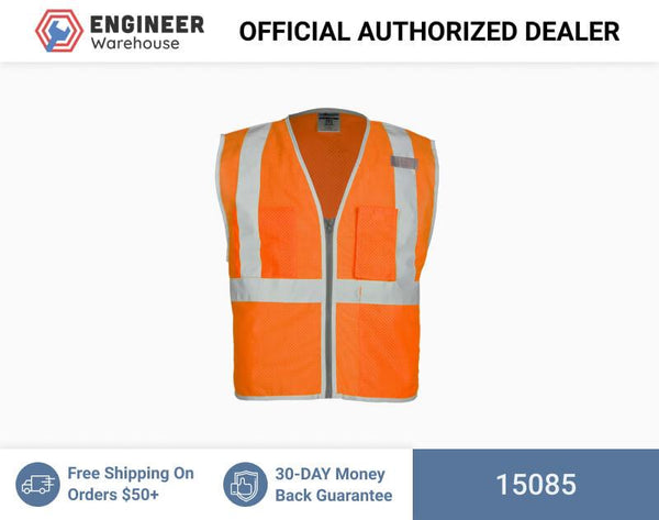ML Kishigo Class 2 Vests Brilliant Series 3 Pocket Zipper Mesh Vest - 5XLarge - Orange - 15085