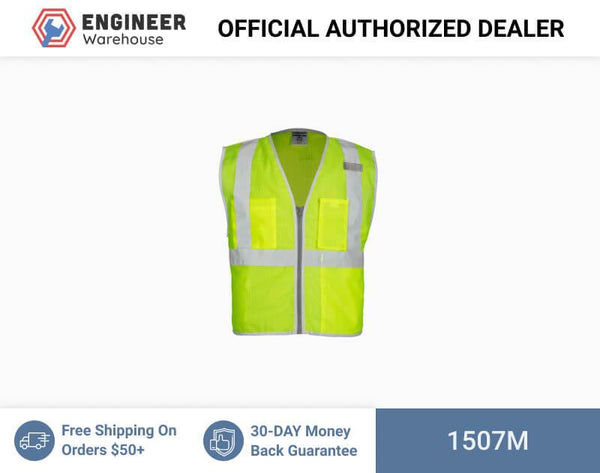ML Kishigo Class 2 Vests Brilliant Series 3 Pocket Zipper Mesh Vest - Medium - Lime - 1507M