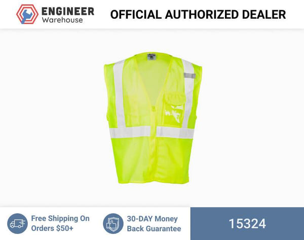 ML Kishigo Class 2 Vests Clear ID Vest - 4XLarge-5XLarge - Lime - 15324