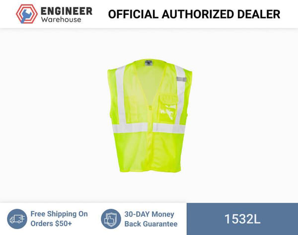 ML Kishigo Class 2 Vests Clear ID Vest - Large-XLarge - Lime - 1532L