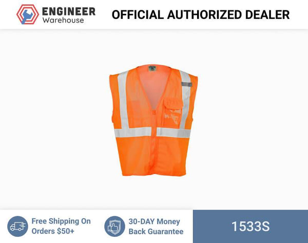 ML Kishigo Class 2 Vests Clear ID Vest - Small-Medium - Orange - 1533S