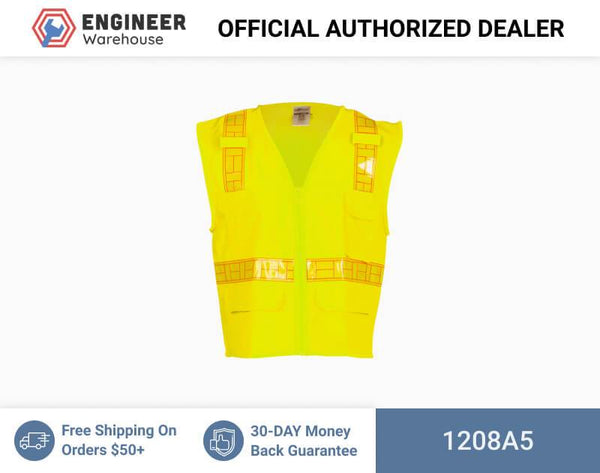 ML Kishigo Class 2 Vests Oralite Solid Front with Mesh Back Vest - 5XLarge - Lime - 1208A5