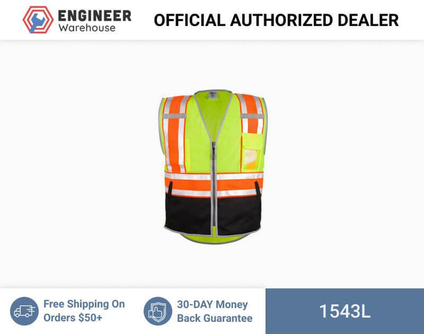ML Kishigo Class 2 Vests Premium Brilliant Series Ultimate Reflective Vest - Large - Lime - 1543L