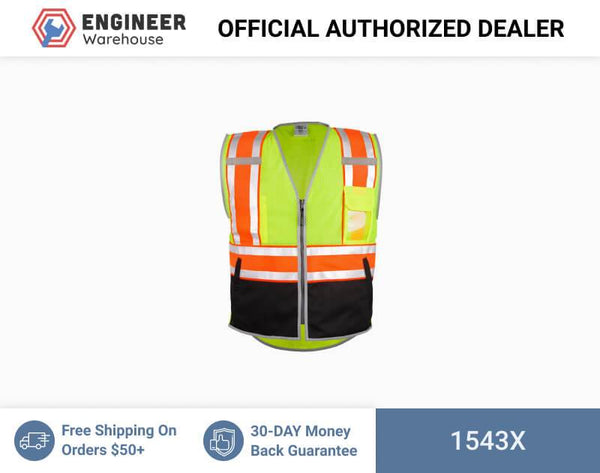 ML Kishigo Class 2 Vests Premium Brilliant Series Ultimate Reflective Vest - XLarge - Lime - 1543X