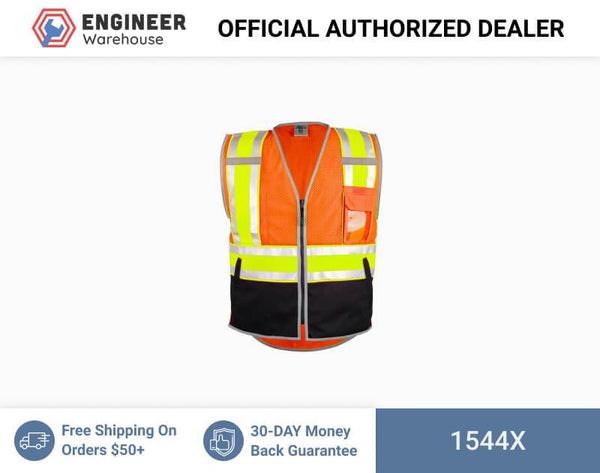 ML Kishigo Class 2 Vests Premium Brilliant Series Ultimate Reflective Vest - XLarge - Orange - 1544X