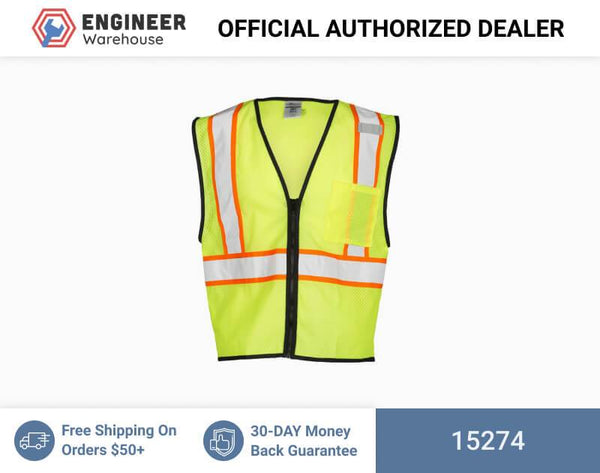 ML Kishigo Class 2 Vests Single Pocket Contrasting Mesh Vest - Economy - 4XLarge-5XLarge - Lime - 15274