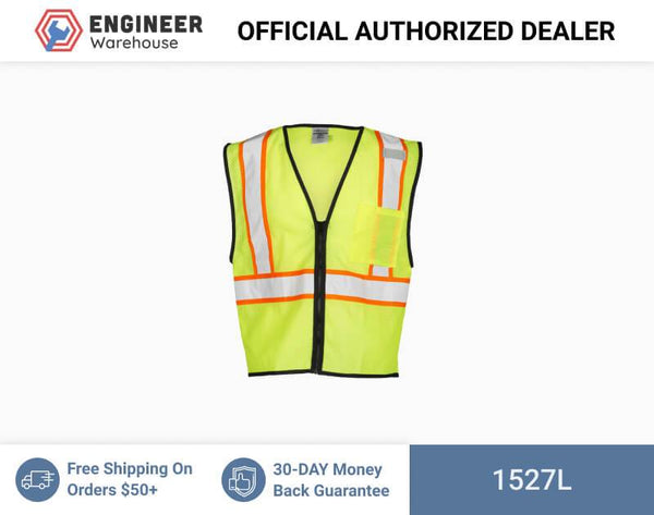 ML Kishigo Class 2 Vests Single Pocket Contrasting Mesh Vest - Economy - Large-XLarge - Lime - 1527L