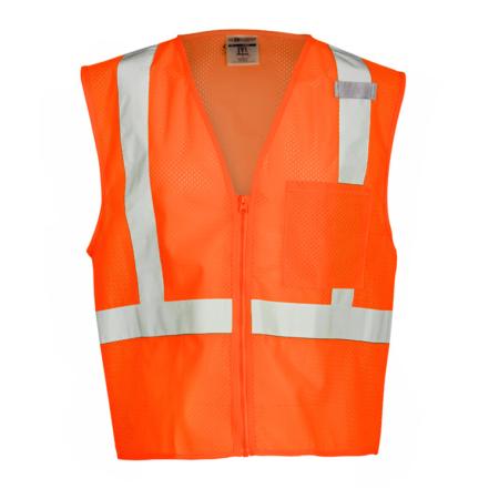 ML Kishigo Class 2 Single Pocket Zipper Mesh Vest 5XLarge (Orange) - 1090