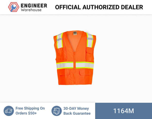 ML Kishigo Class 2 Solid Front w/ Mesh Back Vest Medium (Orange) - 1164M