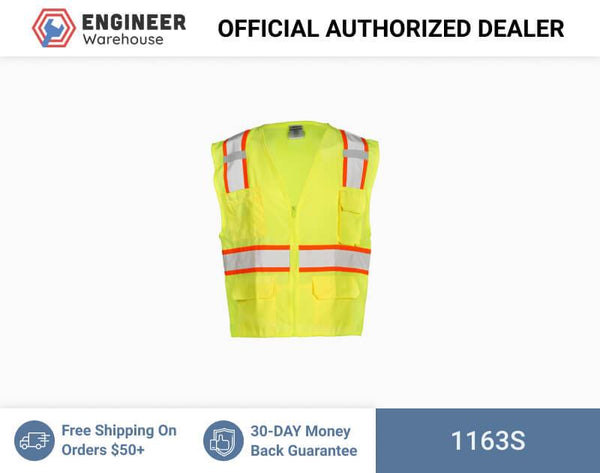 ML Kishigo Class 2 Solid Front w/ Mesh Back Vest Small (Lime) - 1163S