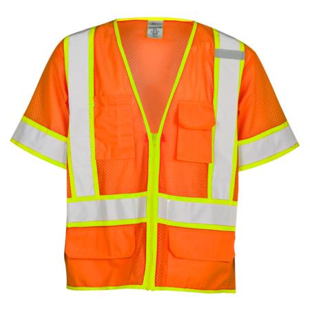 ML Kishigo Class 3 6-Pocket Contrast Mesh Vest 2XLarge (Orange) - 12432