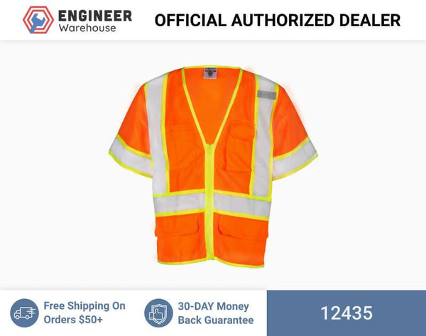 ML Kishigo Class 3 6-Pocket Contrast Mesh Vest 5XLarge (Orange) - 12435