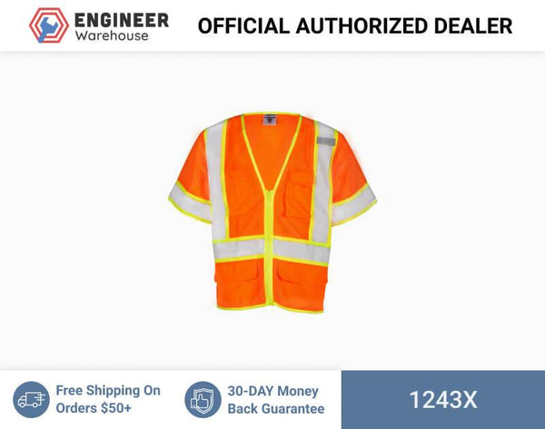 ML Kishigo Class 3 6-Pocket Contrast Mesh Vest XLarge (Orange) - 1243X