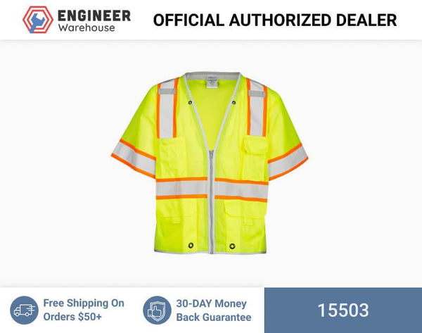 ML Kishigo Class 3 Vests Premium Brilliant Series Heavy Duty Vest - 3XLarge - Lime - 15503
