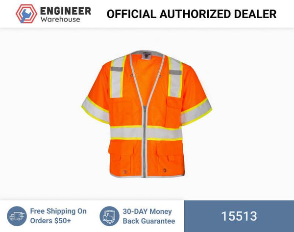 ML Kishigo Class 3 Vests Premium Brilliant Series Heavy Duty Vest - 3XLarge - Orange - 15513
