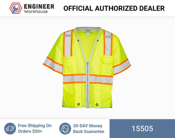 ML Kishigo Class 3 Vests Premium Brilliant Series Heavy Duty Vest - 5XLarge - Lime - 15505
