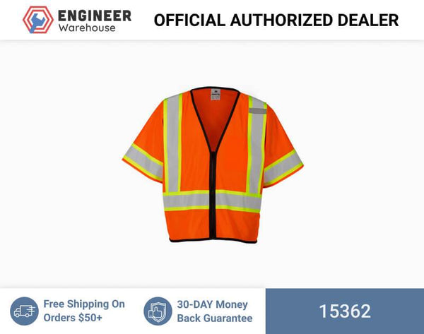 ML Kishigo Class 3 Vests Single Pocket Contrasting Mesh Vest - 2XLarge-3XLarge - Orange - 15662