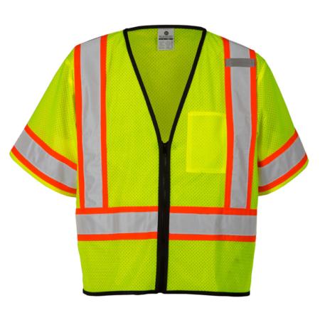 ML Kishigo Class 3 Vests Single Pocket Contrasting Mesh Vest - 4XLarge-5XLarge - Lime - 15654