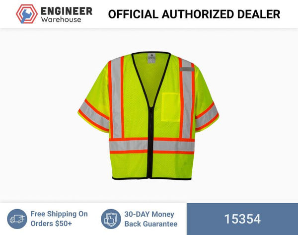ML Kishigo Class 3 Vests Single Pocket Contrasting Mesh Vest - 4XLarge-5XLarge - Lime - 15654