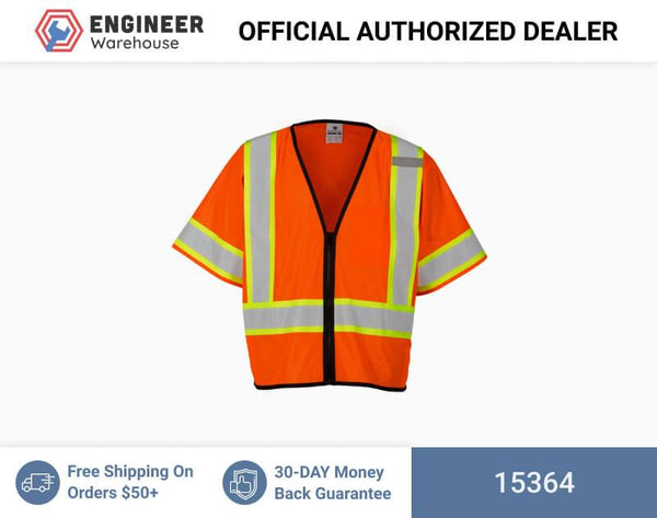 ML Kishigo Class 3 Vests Single Pocket Contrasting Mesh Vest - 4XLarge-5XLarge - Orange - 15664